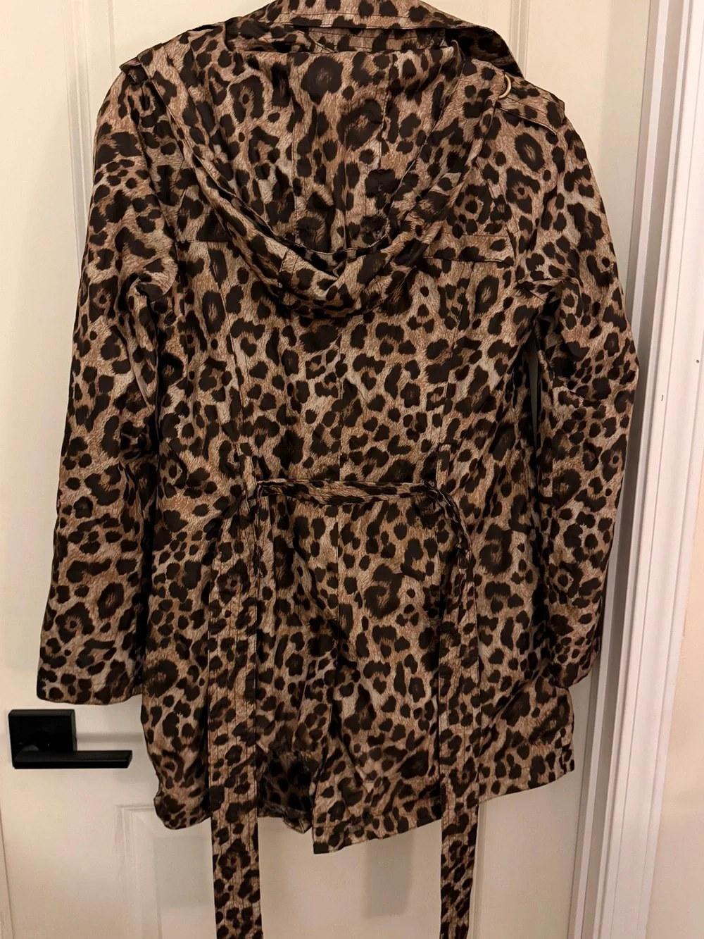 Michael Kors Leopard Print Hooded Belted Trench Coat XS